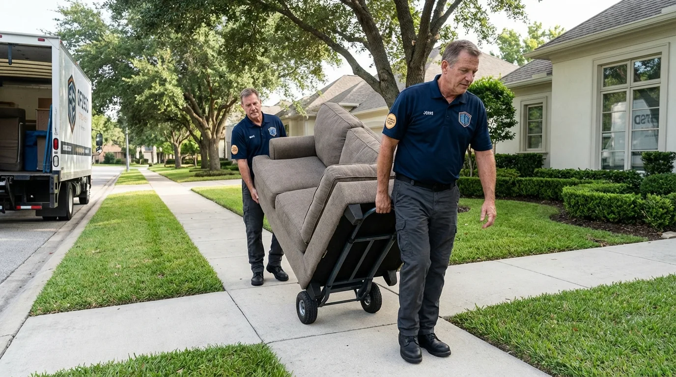 Local residential moving crew loading furniture in Lake Andes, SD