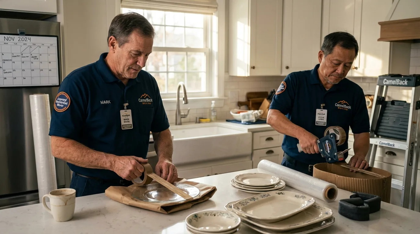 Professional crew packing kitchen dishware in Lake Andes, SD